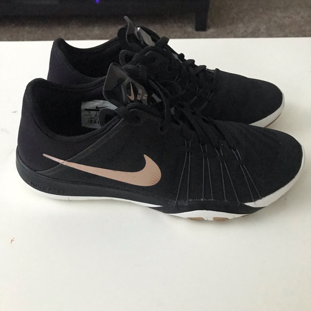 Nike Black and Rose Gold Free Run